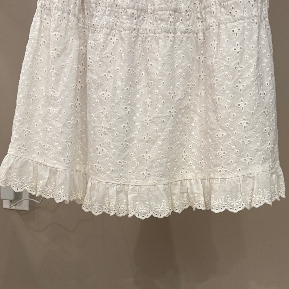 Capulet Anthropologie White Smocked Eyelet Mini Dress XS Gemma Eloise - Picture 8 of 10